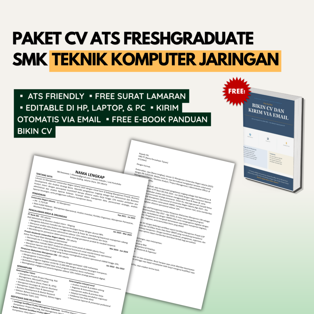 Template CV ATS SMK TEKNIK KOMPUTER JARINGAN Freshgraduate