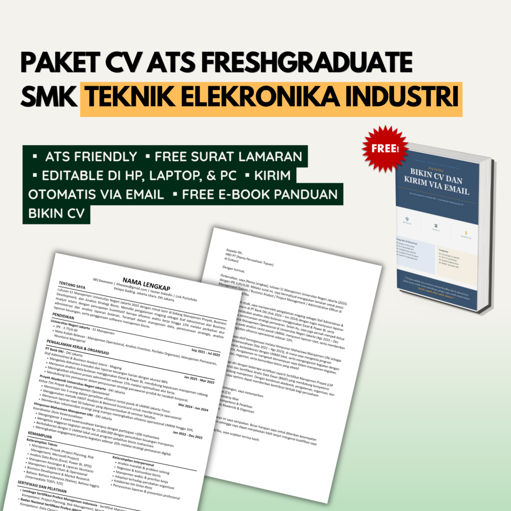 Template CV ATS SMK TEKNIK ELEKTRONIKA INDUSTRI Freshgraduate