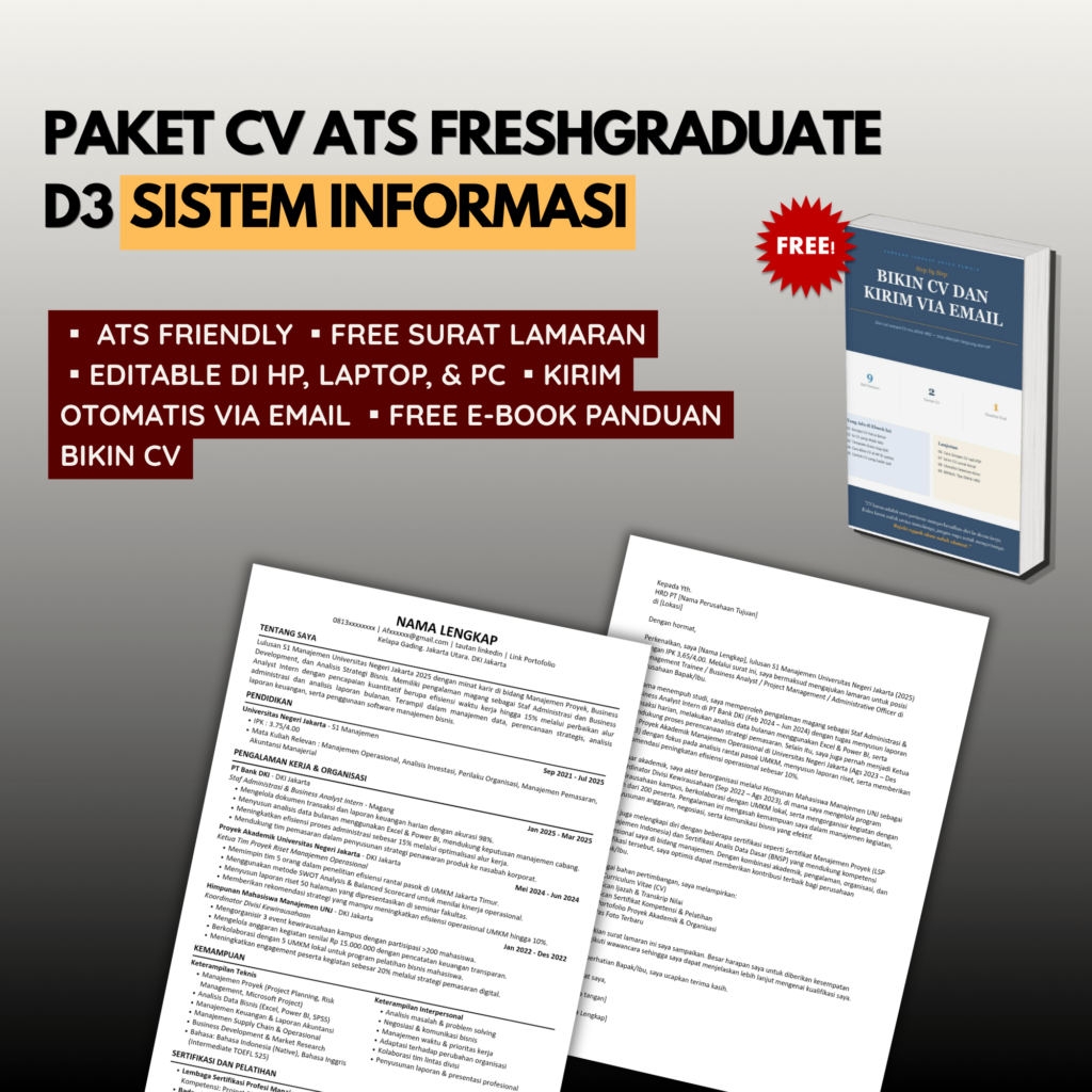 Template CV ATS Freshgraduate D3 SISTEM INFORMASI