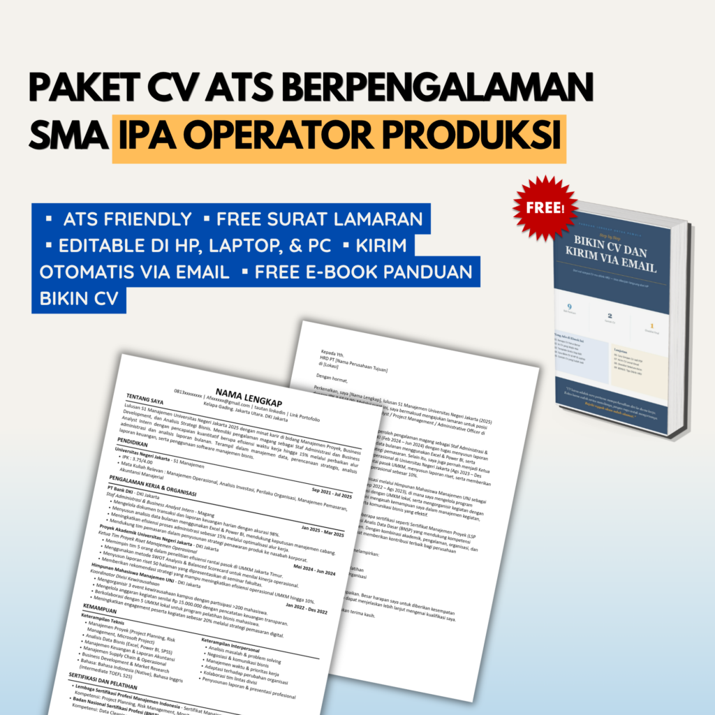 Template CV ATS SMK Pengalaman OPERATOR PRODUKSI