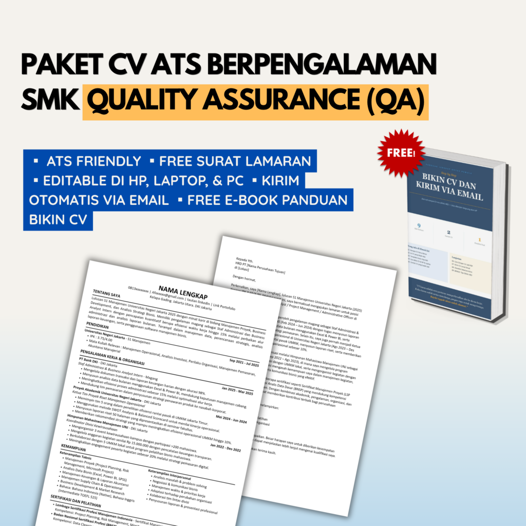 Template CV ATS SMK Pengalaman - QUALITY ASSURANCE (QA)