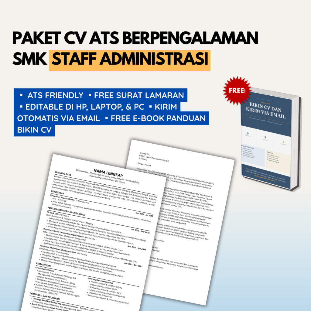 Template CV ATS SMK Pengalaman STAF ADMINISTRASI