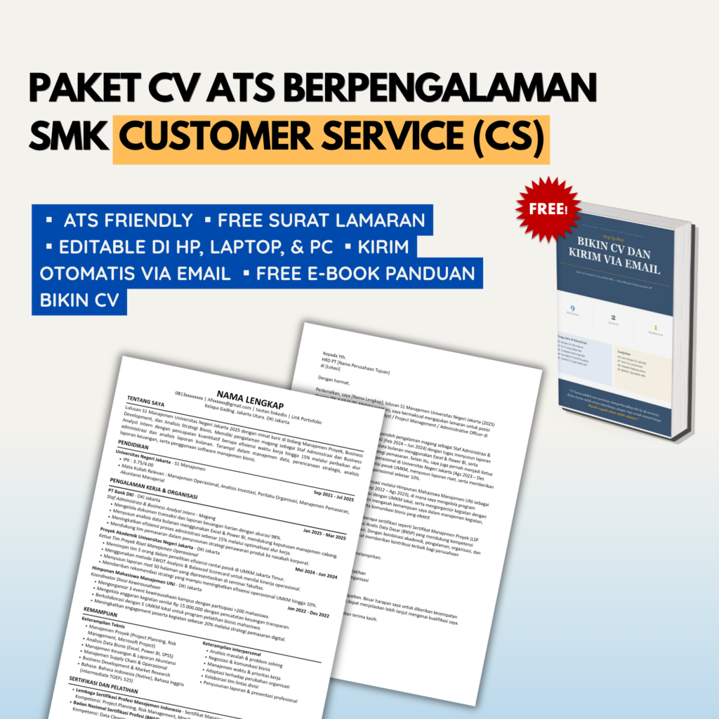 Template CV ATS SMK Pengalaman COSTUMER SERVICE