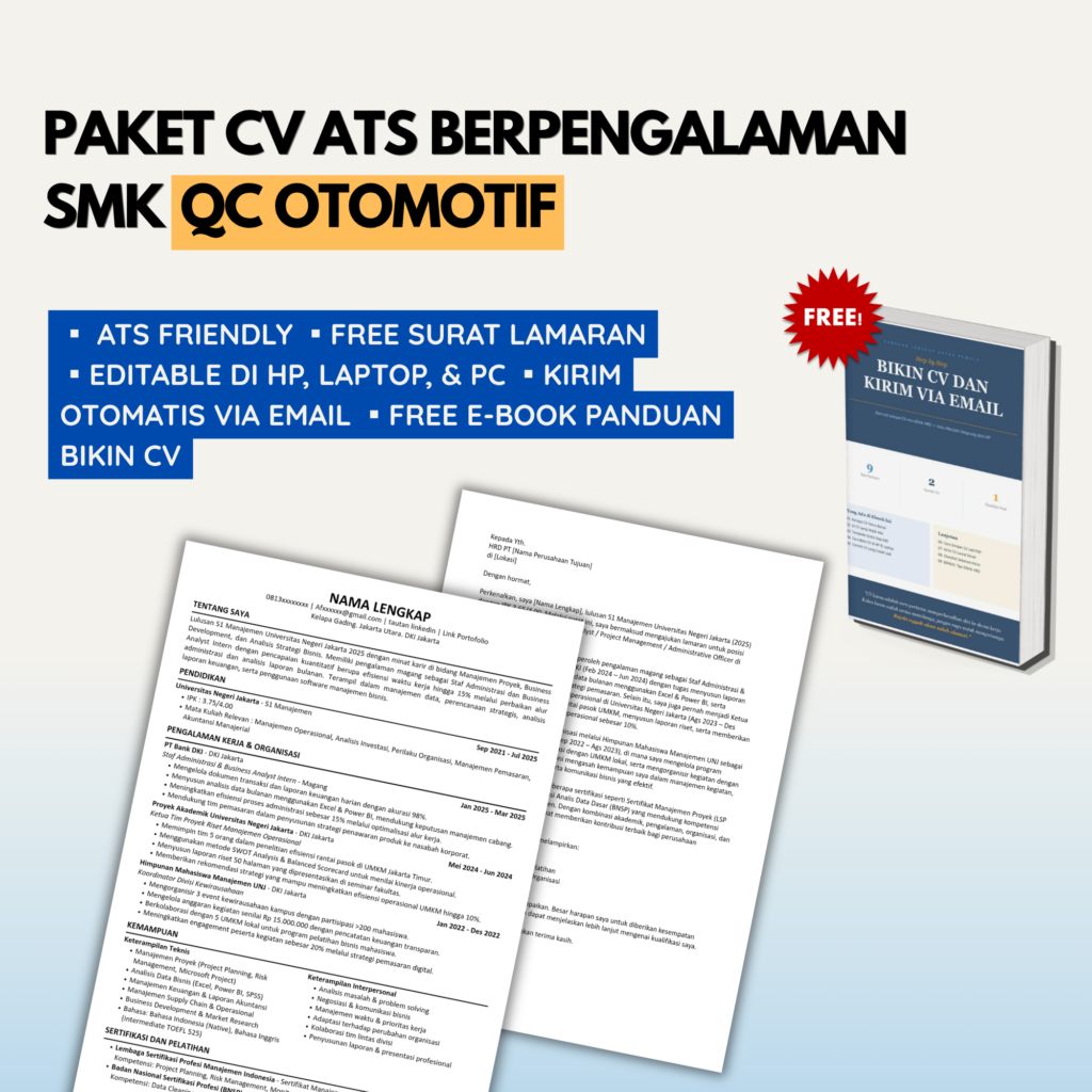 Template CV ATS SMK Pengalaman QC OTOMOTIF