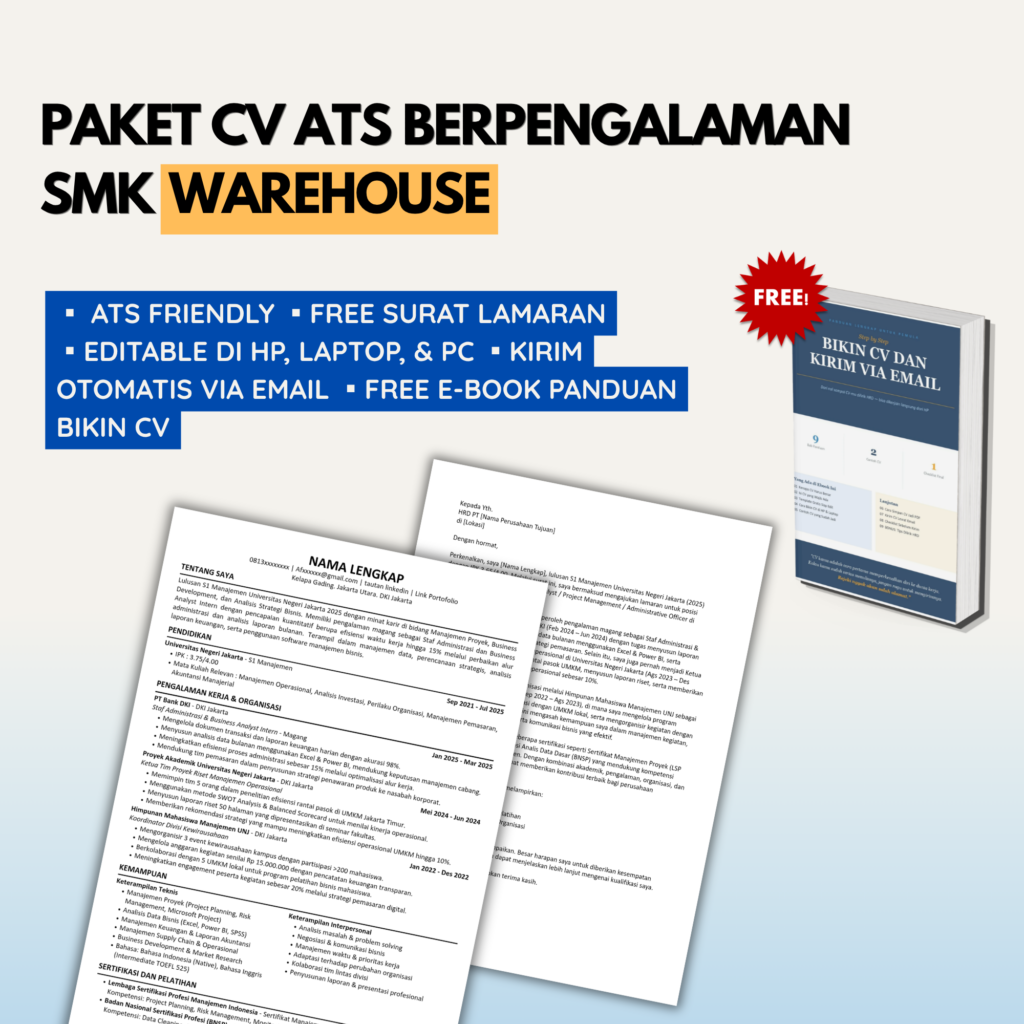 Template CV ATS SMK Pengalaman OPERATOR WAREHOUSE