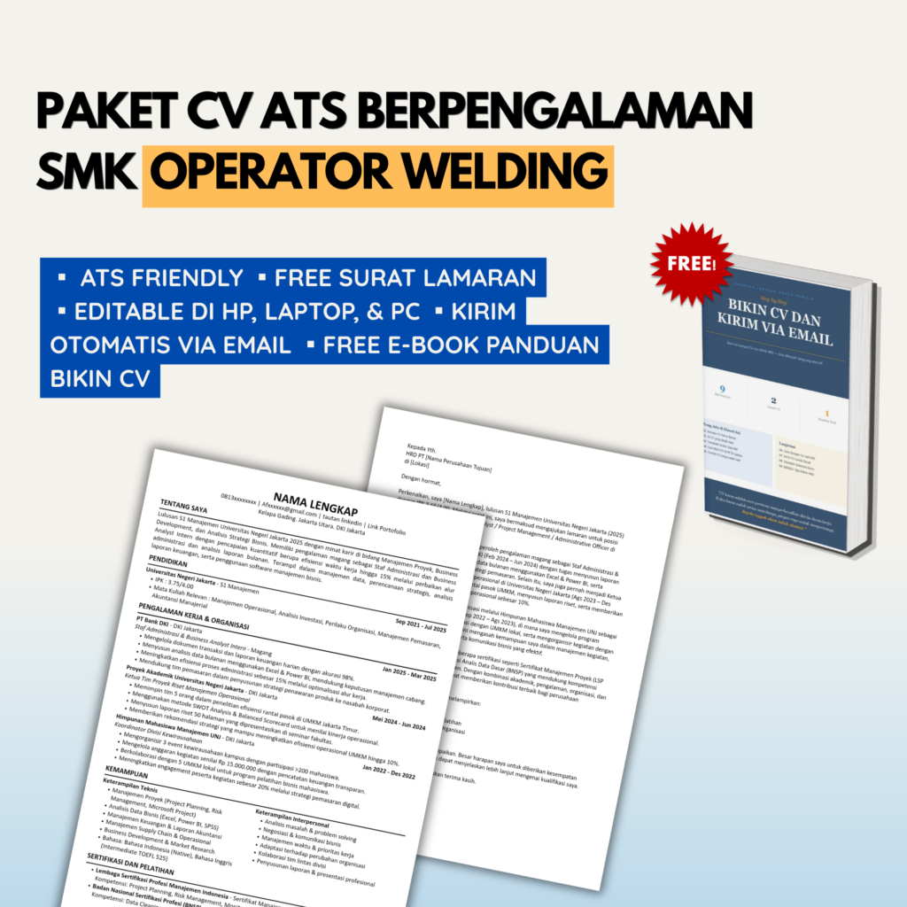 Template CV ATS SMK Pengalaman OPERATOR WELDING