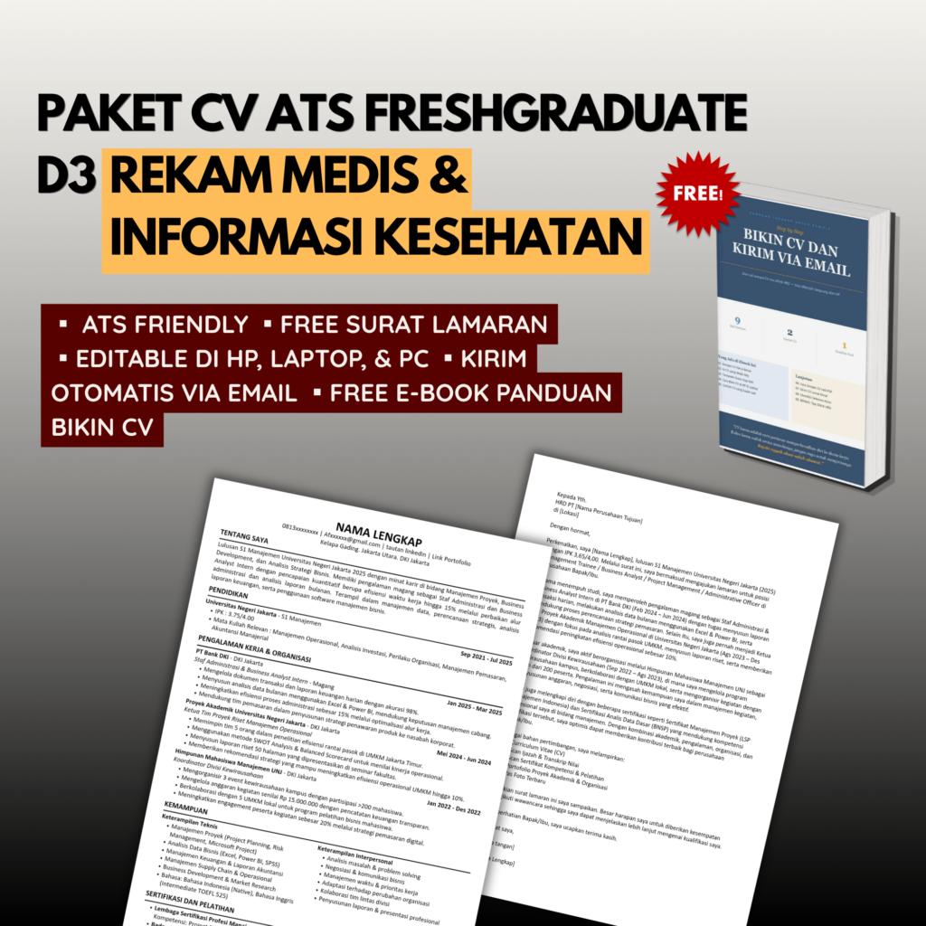 Template CV ATS Freshgraduate D3 REKAM MEDIS & INFORMASI KESEHATAN