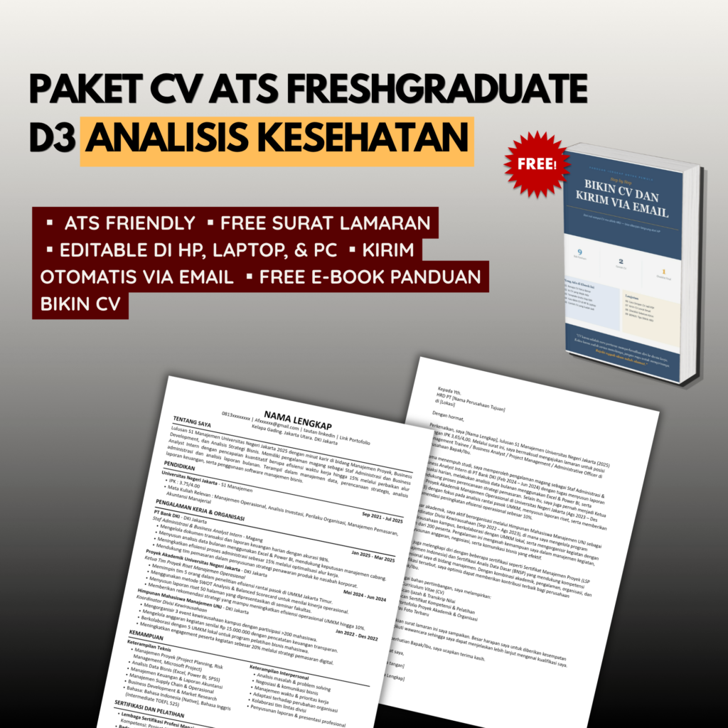 Template CV ATS Freshgraduate D3 ANALIS KESEHATAN