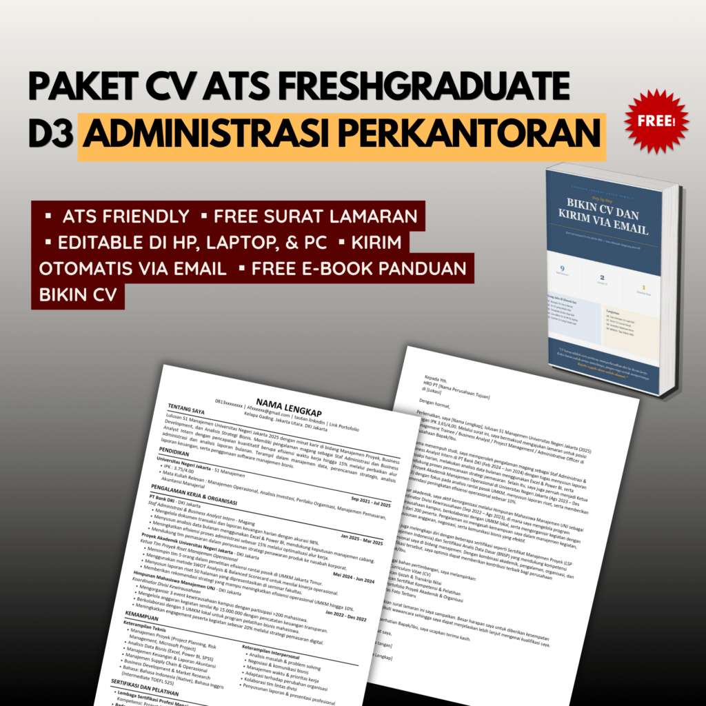 Template CV ATS Freshgraduate D3 ADMINISTRASI PERKANTORAN