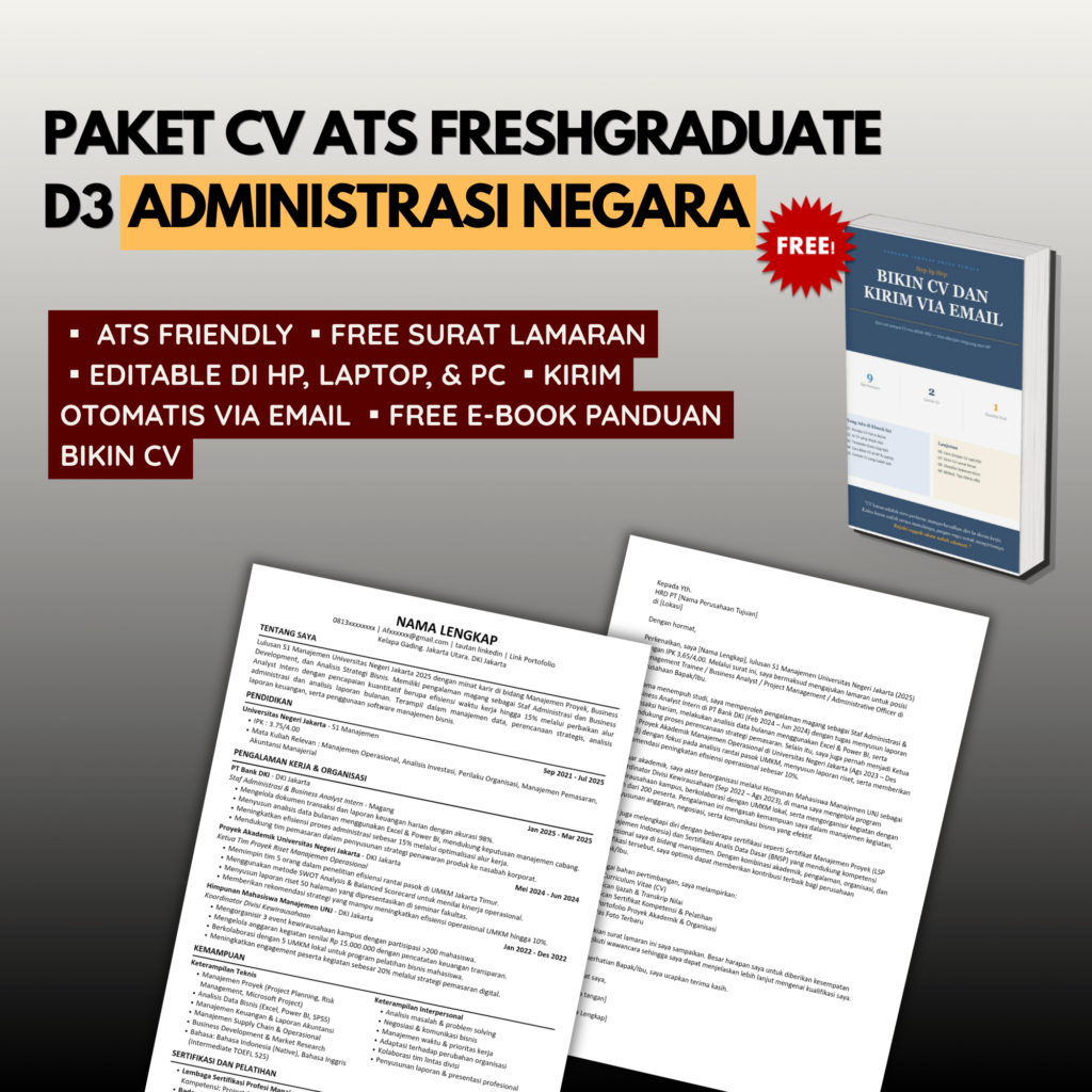 Template CV ATS Freshgraduate D3 ADMINISTRASI NEGARA