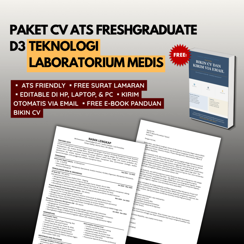 Template CV ATS D3 TEKNOLOGI LABORATORIUM MEDIS Freshgraduate