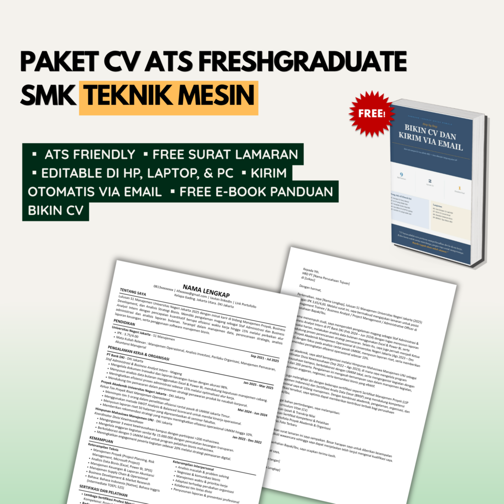 Template CV ATS SMK TEKNIK MESIN Freshgraduate