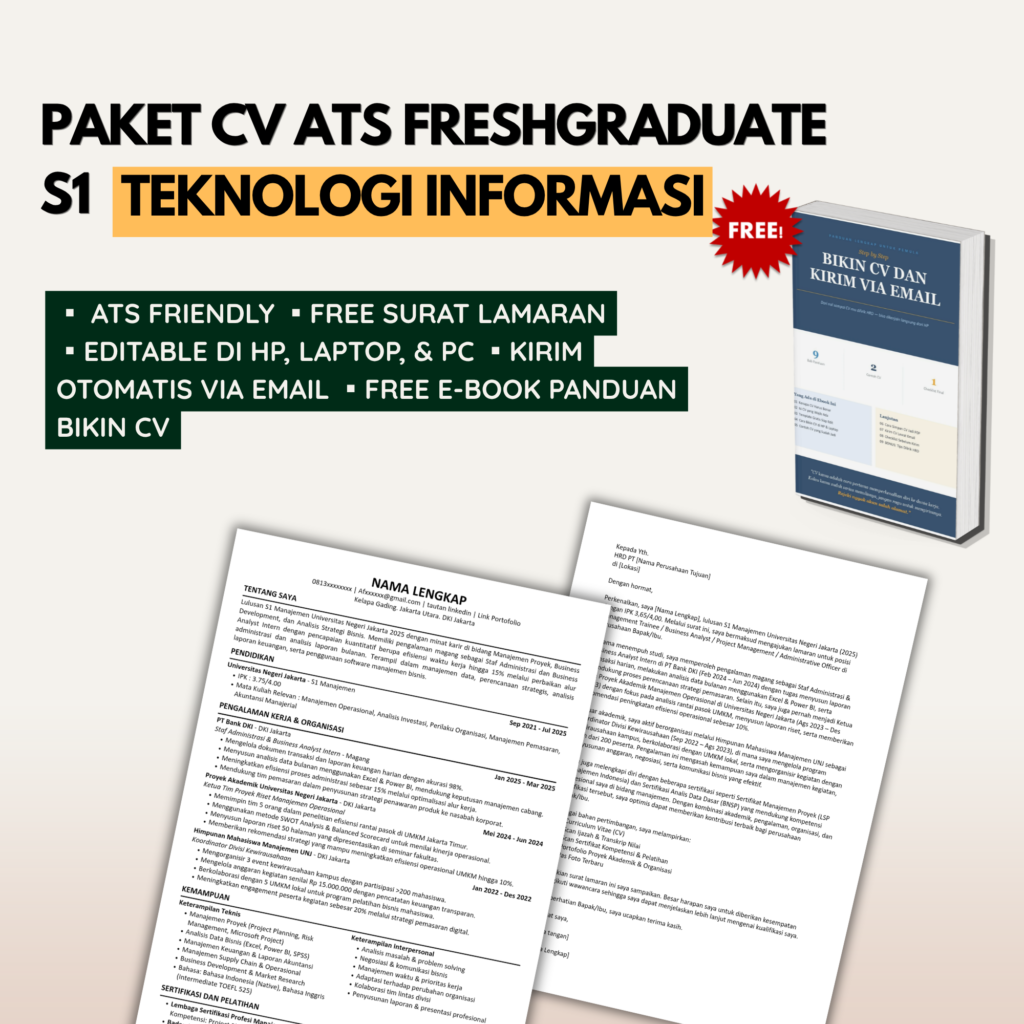 Template CV ATS S1 TEKNOLOGI INFORMASI Freshgraduate