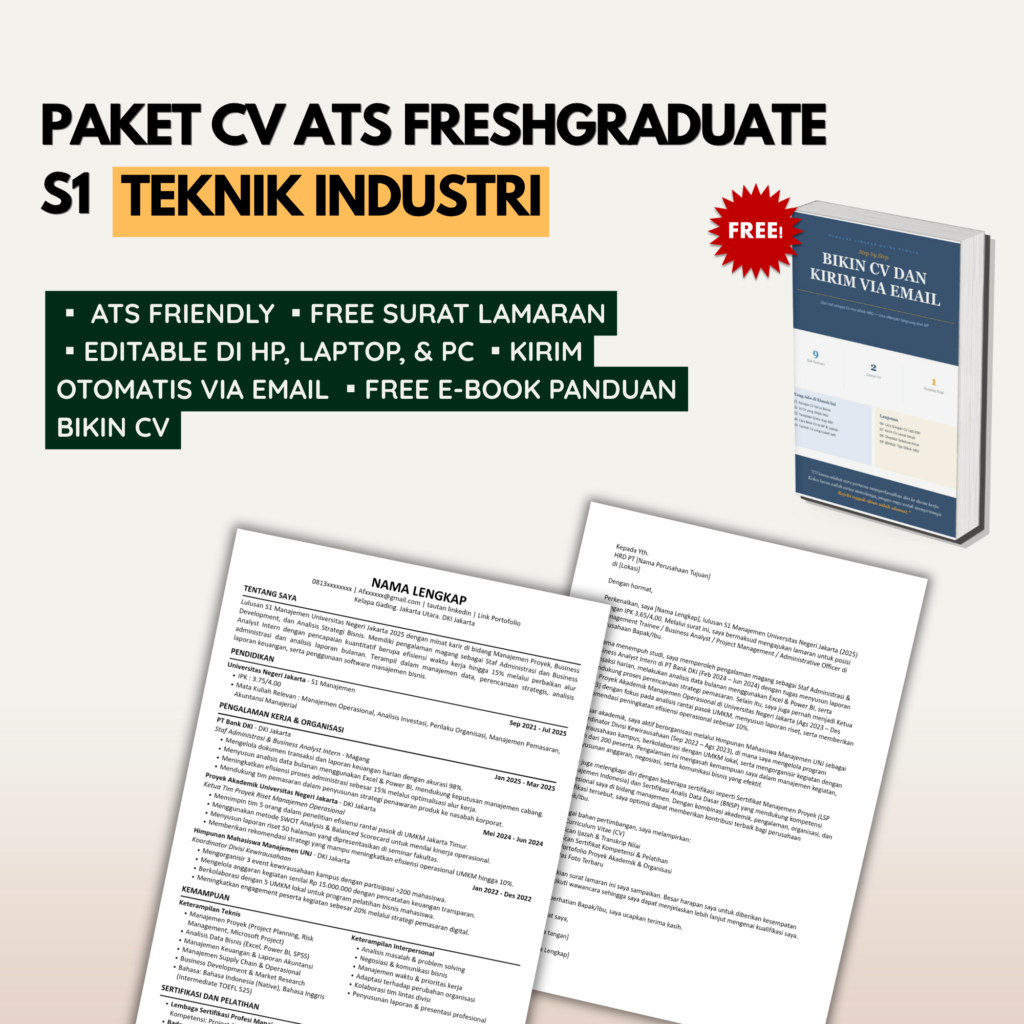 Template CV ATS S1 TEKNIK INDUSTRI Freshgraduate