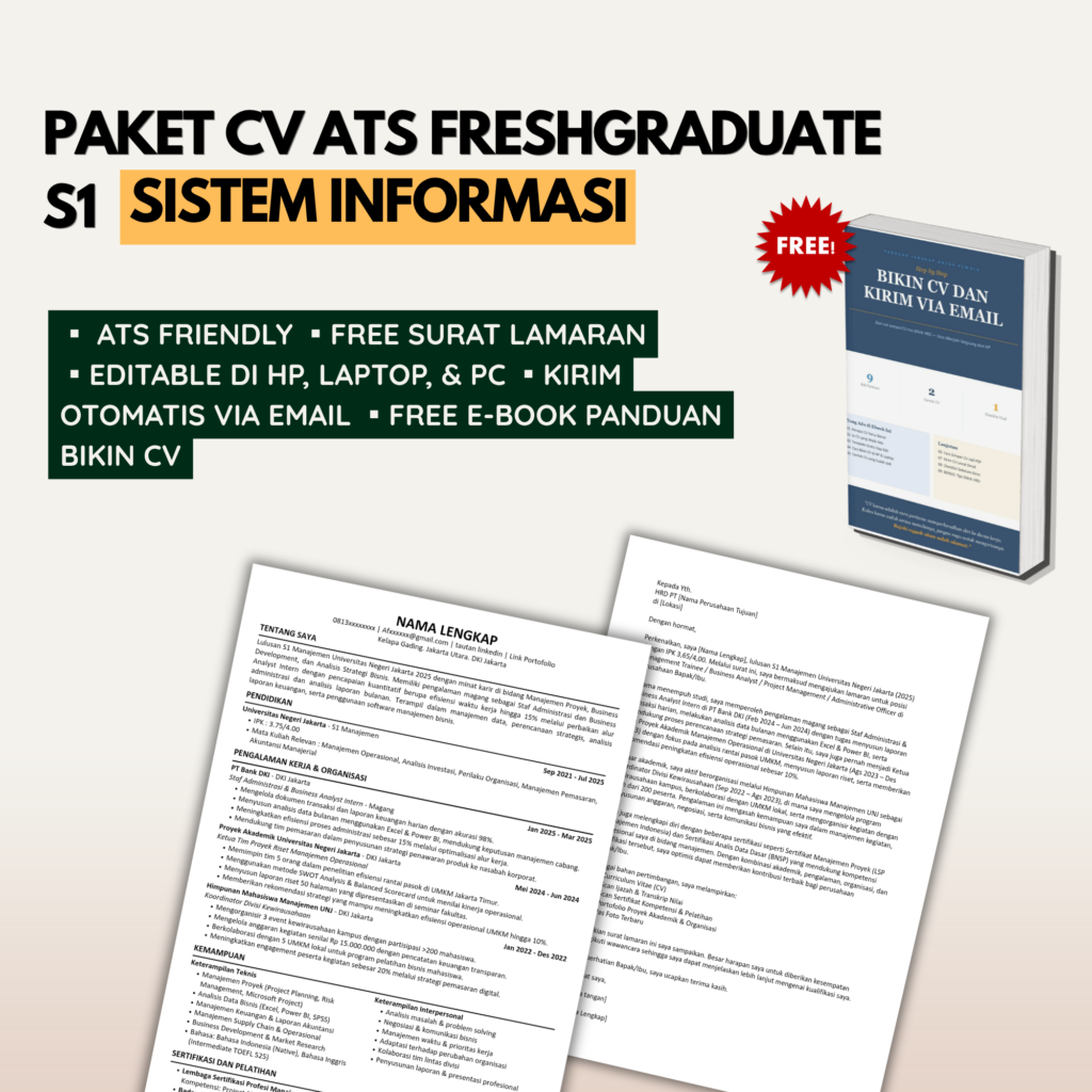 Template CV ATS Freshgraduate S1 SISTEM INFORMASI
