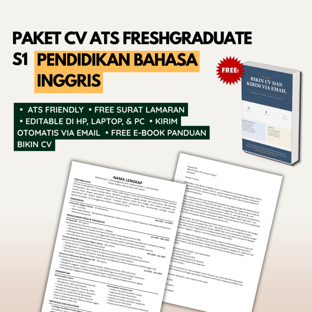 Template CV ATS S1 PENDIDIKAN B.INGGRIS Freshgraduate