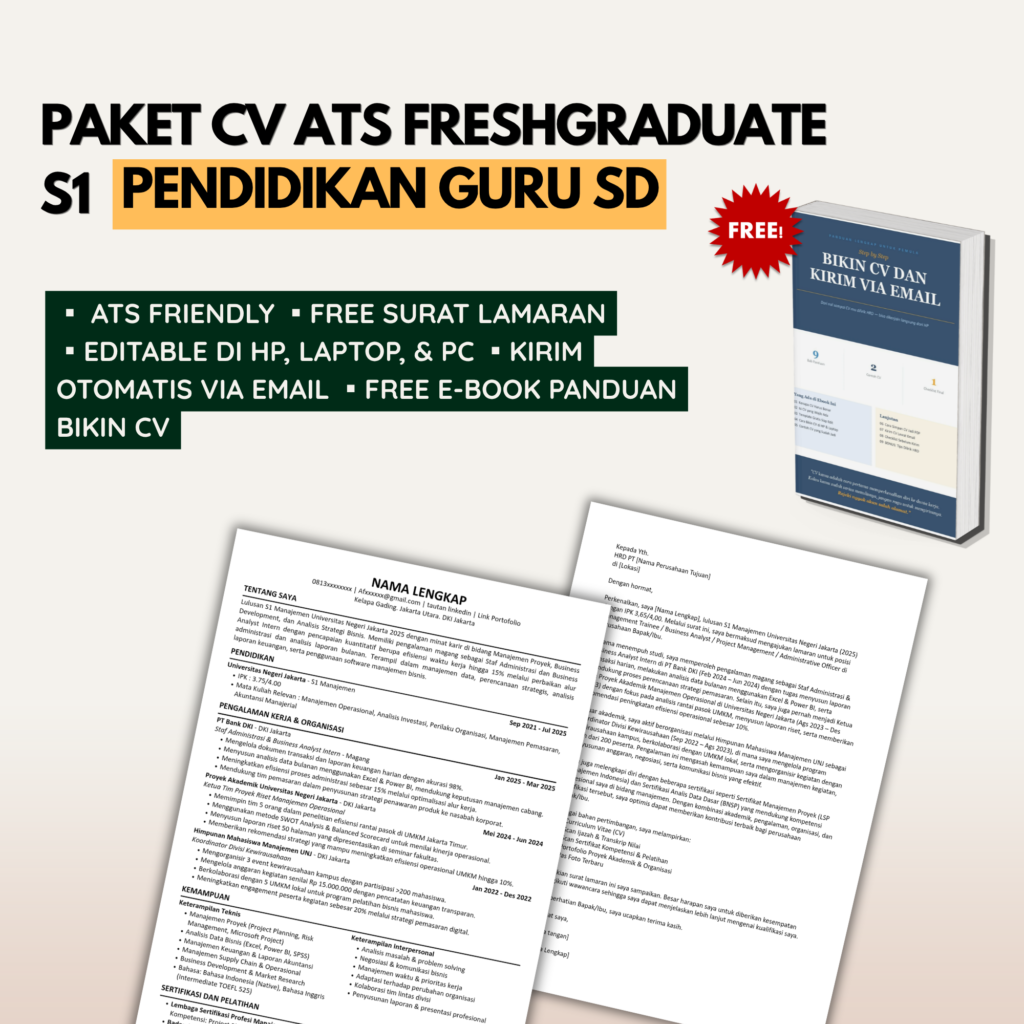 Template CV ATS Freshgraduate S1 PENDIDIKAN GURU SEKOLAH DASAR