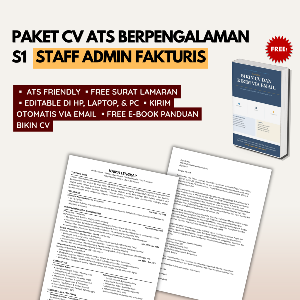 Template CV ATS Pengalaman STAF ADMIN FAKTURIS - S1 ILMU KOMPUTER