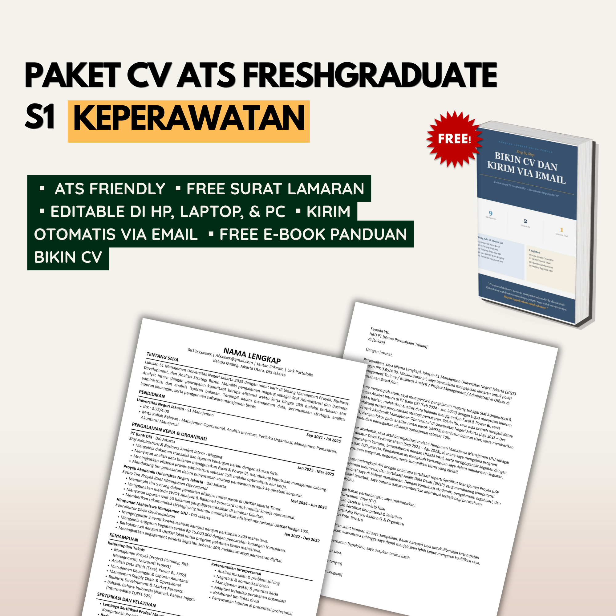 Template CV ATS S1 KEPERAWATAN Freshgraduate
