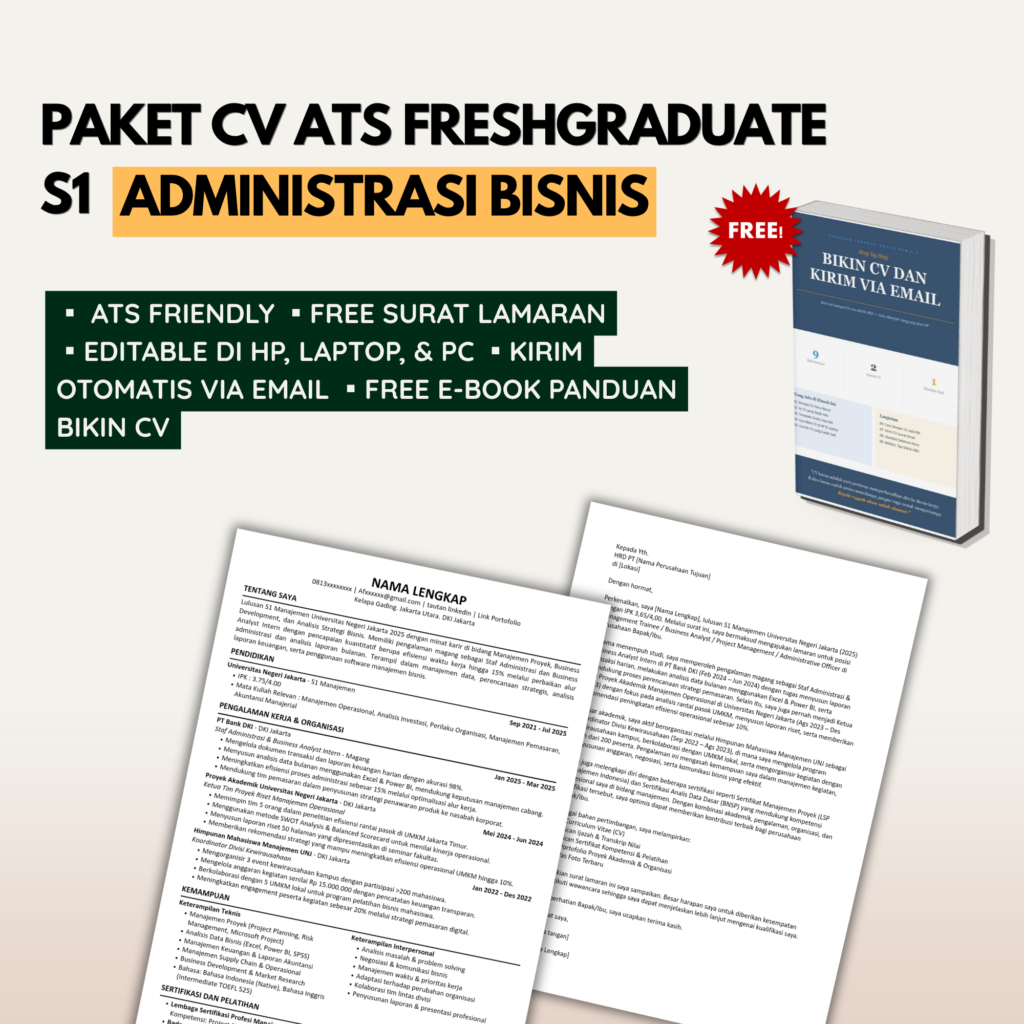Template CV ATS S1 ADMINISTRASI BISNIS Freshgraduate
