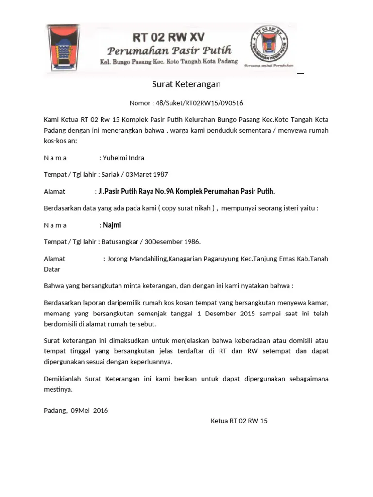 Contoh Surat Mengontrak